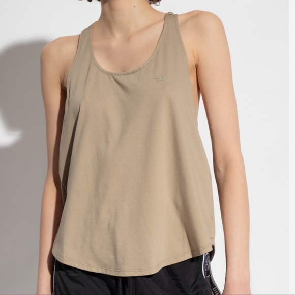 Diesel SPORT Women's Sleeveless Racer tank top in sage M - Picture 2 of 6